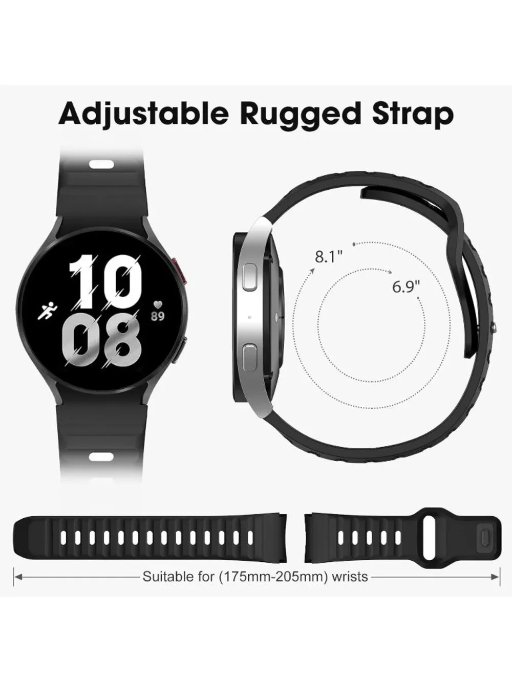 Men's Grey Analog Sport Strap Silicone Replacement Samsung Galaxy Classic Watch